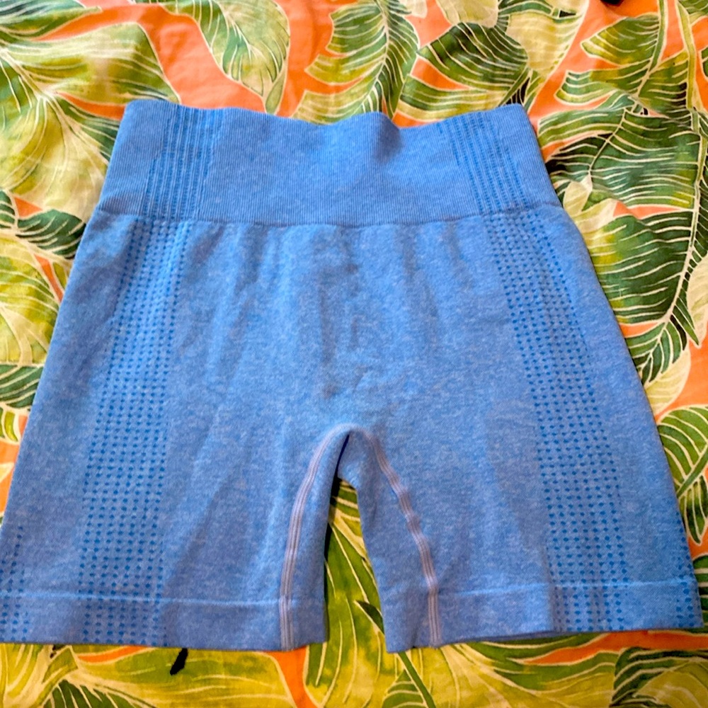 blue dry fit workout shorts high waisted
